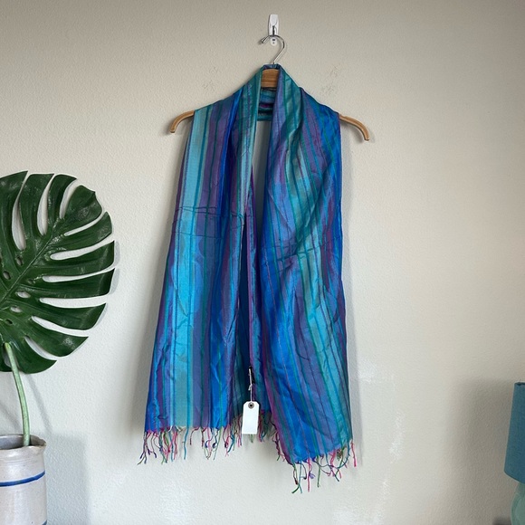 Pappu Mama Accessories - NWT Pappu Mama Blue Silk Scarf